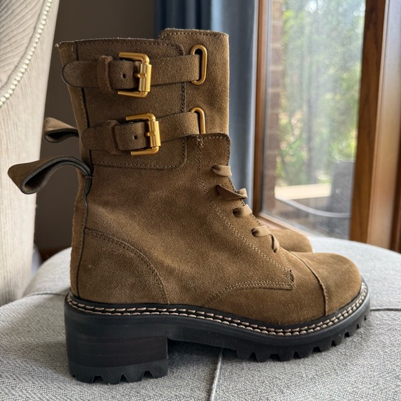 See By Chloé Mallory Suede Combat Ankle Boots